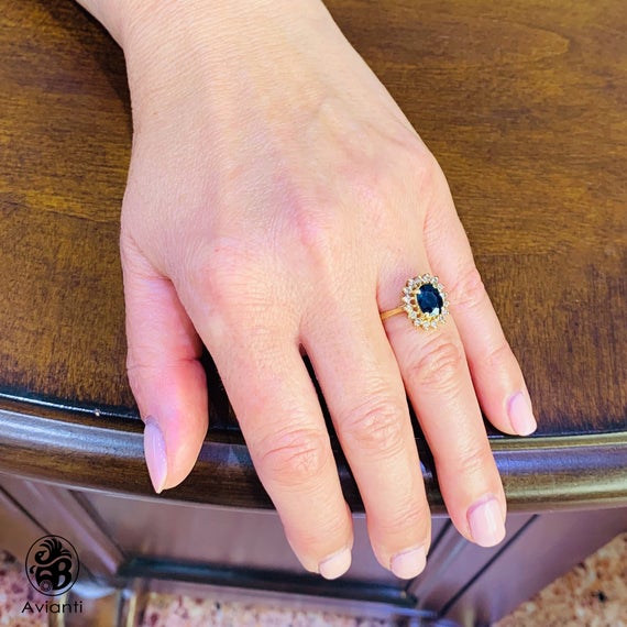 Oval Bright Blue Sapphire Halo Ring | Custom Engagement Rings