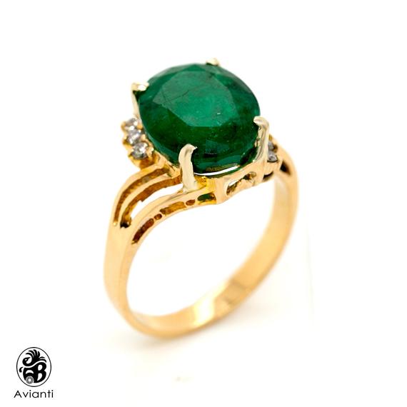 Vintage Yellow Gold Ring with Green Stone | Copenhagen Silver