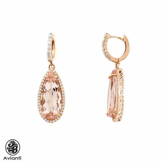 Pear Shaped Morganite And Diamond Earrings Blushing Rose Collection ...