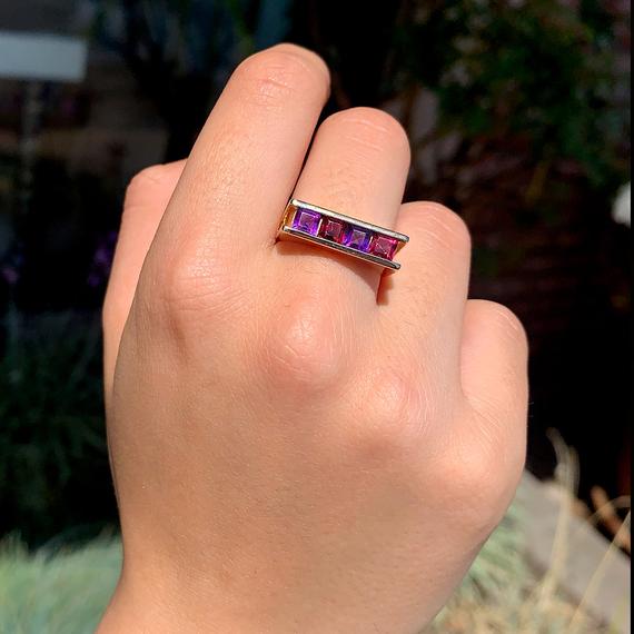 Amethyst Purple Twist Round Cut Engagement Ring from Black Diamonds New York
